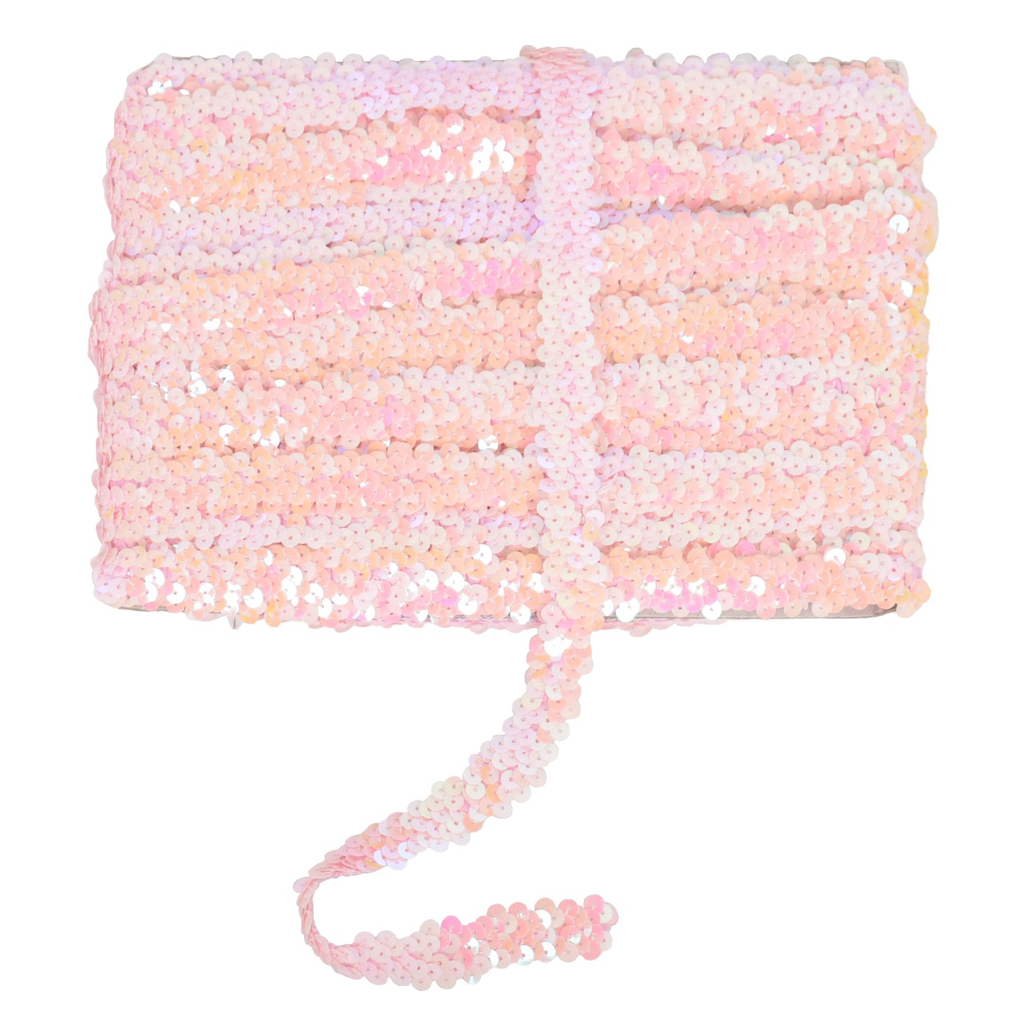 Elastic Sequin Trim, 0.8 Inch 2 Row Flat Glitter Paillette Sequin Ribbon, Metallic Sequin Strip DIY Decorations, 25 Yards