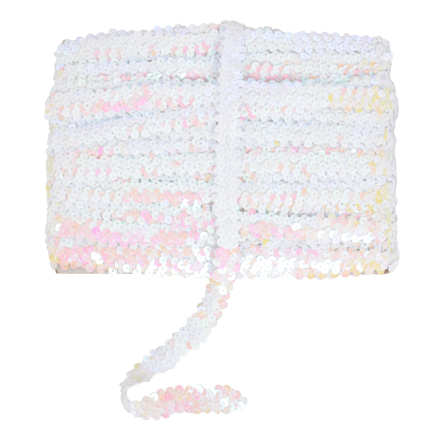 Elastic Sequin Trim, 0.8 Inch 2 Row Flat Glitter Paillette Sequin Ribbon, Metallic Sequin Strip DIY Decorations, 25 Yards