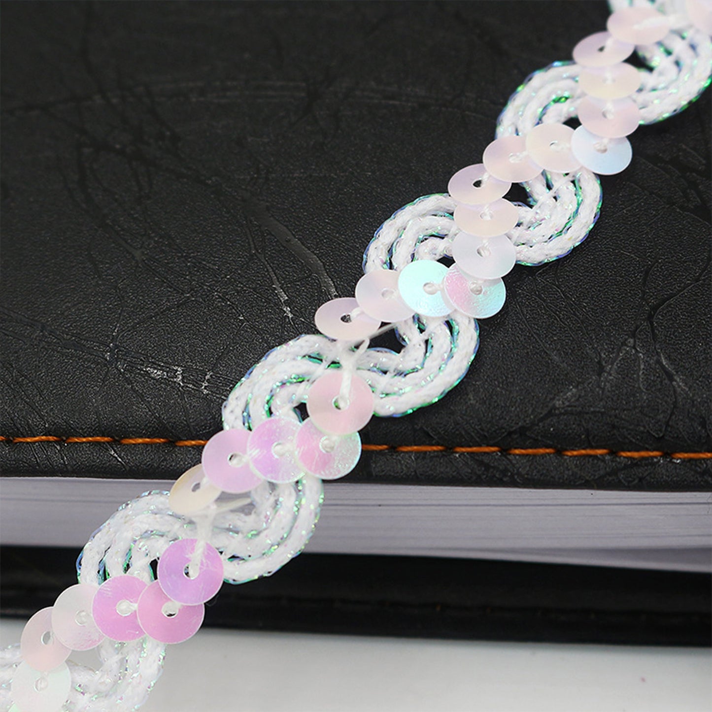 Sequin Braid Trim, 0.6 Inch Wave Sequin Strip, Glitter Metallic Paillette Sequin Ribbon, DIY Sewing Embellishment, 27 Yards