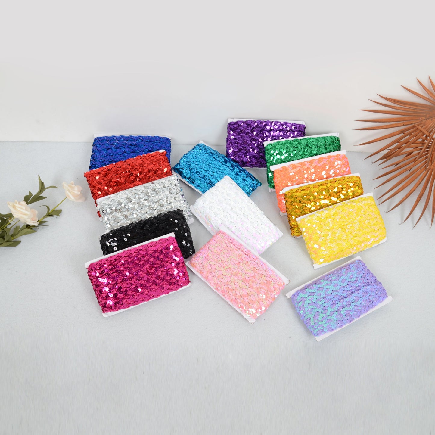 Sequin Braid Trim, 0.6 Inch Wave Sequin Strip, Glitter Metallic Paillette Sequin Ribbon, DIY Sewing Embellishment, 27 Yards