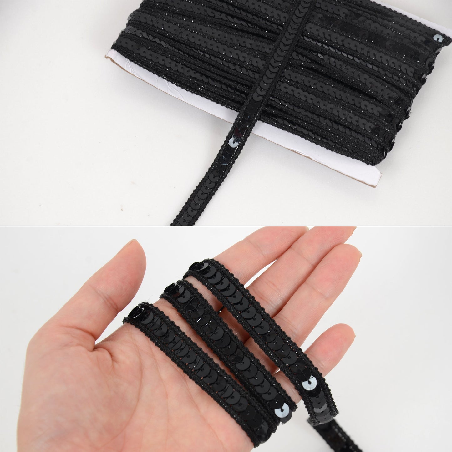 Sequin Trim, 0.5 Inch Flat Glitter Sequin Ribbon, Sparkle Metallic Sequin Strip, Bling Fabric DIY Sewing Embellishment, 27 Yards