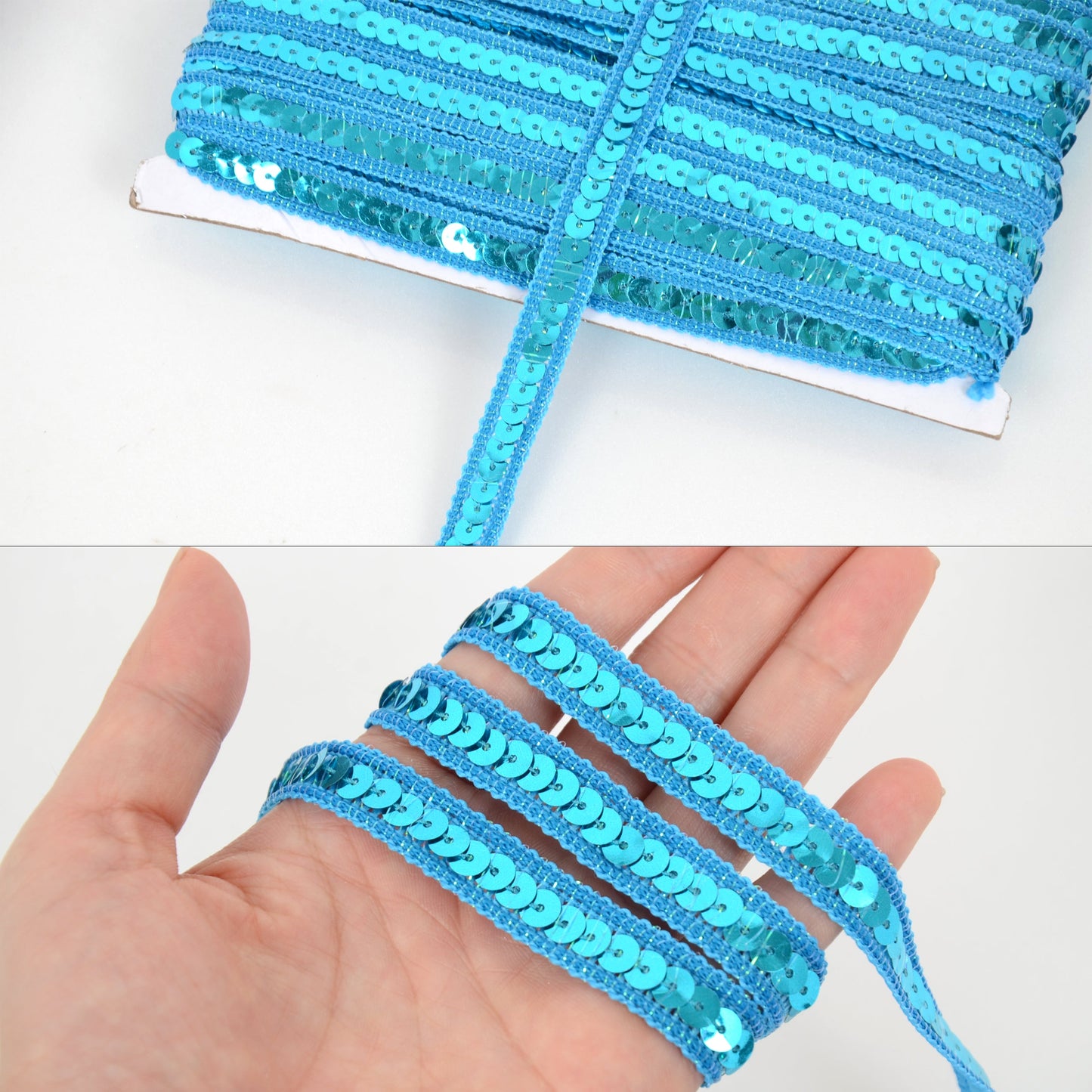 Sequin Trim, 0.5 Inch Flat Glitter Sequin Ribbon, Sparkle Metallic Sequin Strip, Bling Fabric DIY Sewing Embellishment, 27 Yards