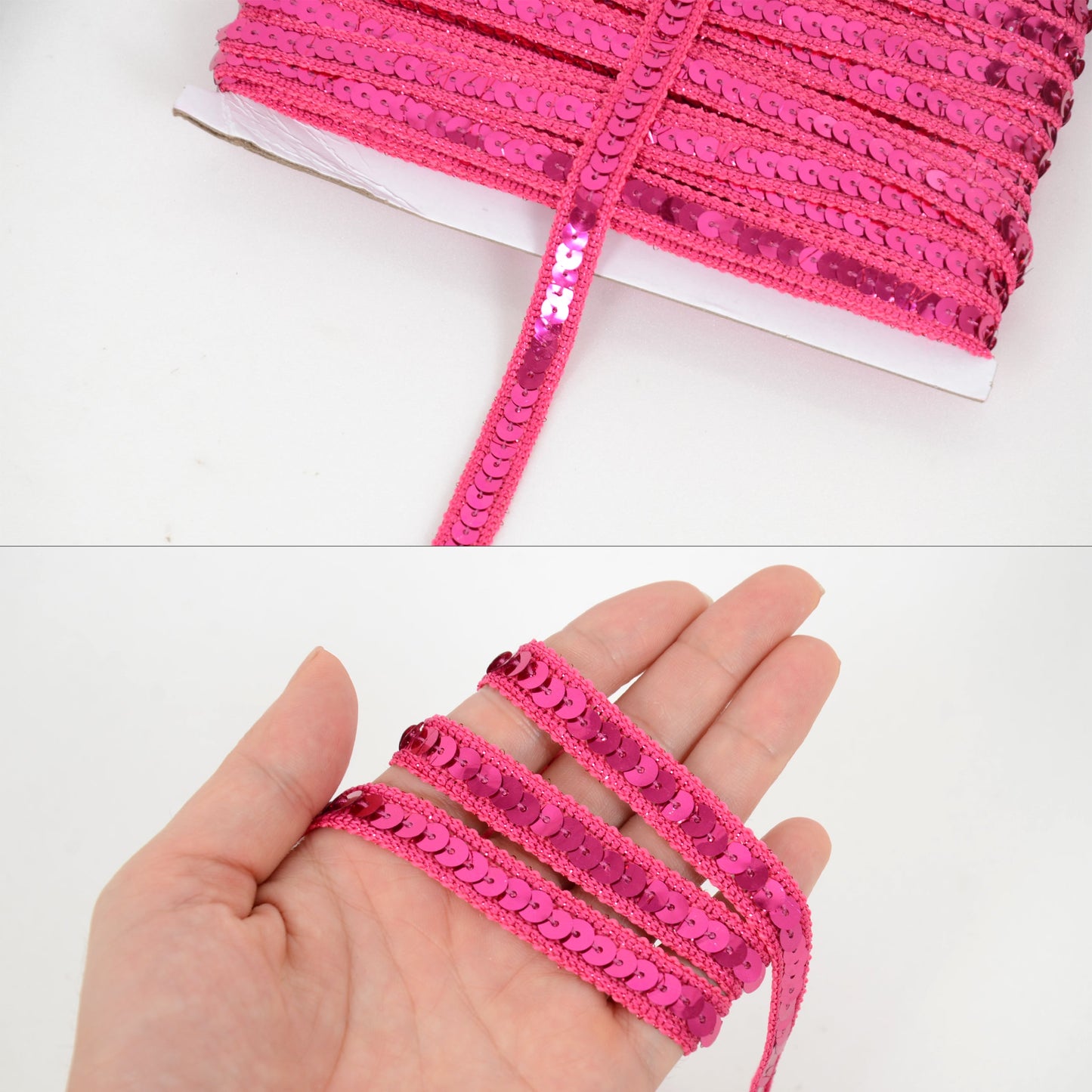 Sequin Trim, 0.5 Inch Flat Glitter Sequin Ribbon, Sparkle Metallic Sequin Strip, Bling Fabric DIY Sewing Embellishment, 27 Yards