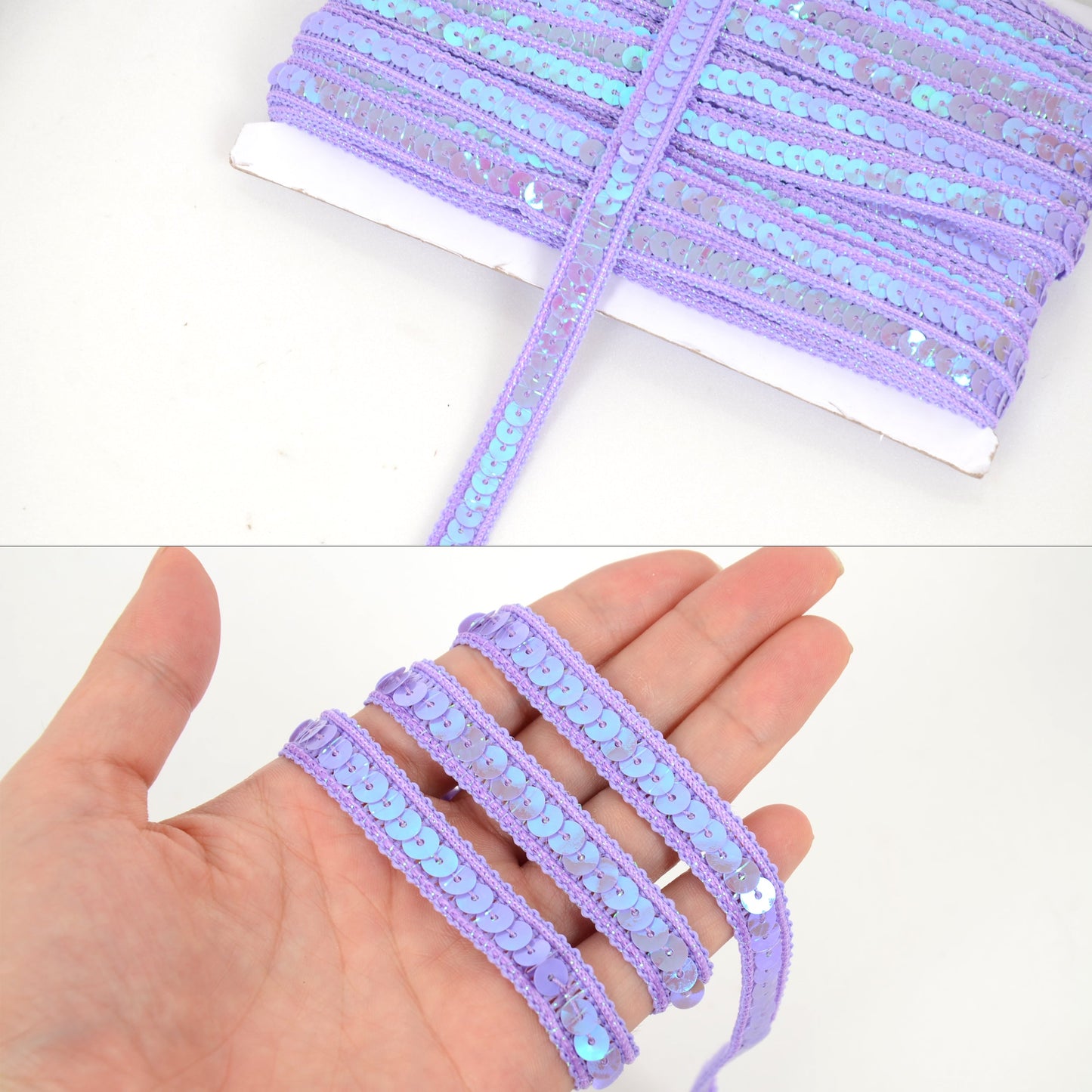 Sequin Trim, 0.5 Inch Flat Glitter Sequin Ribbon, Sparkle Metallic Sequin Strip, Bling Fabric DIY Sewing Embellishment, 27 Yards