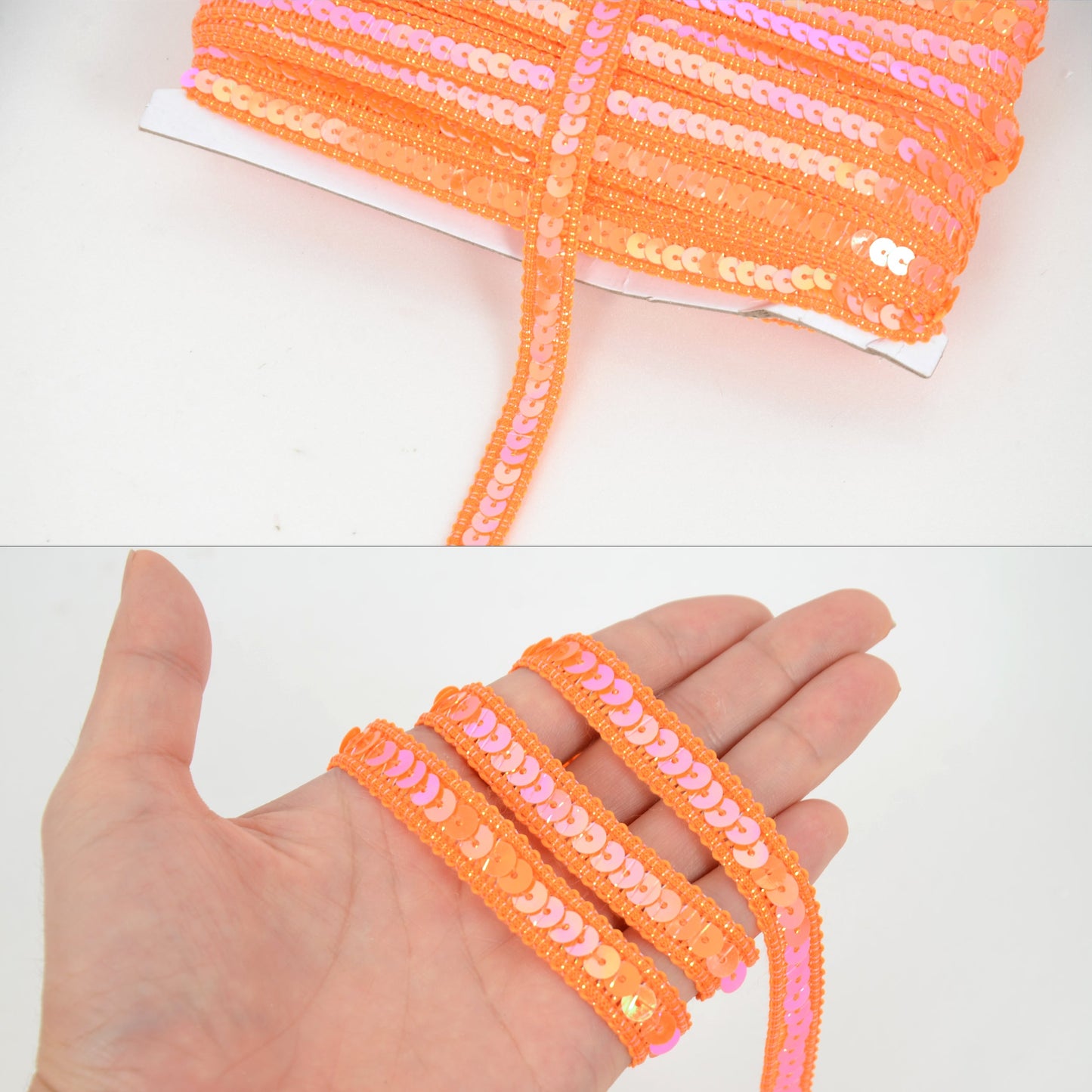 Sequin Trim, 0.5 Inch Flat Glitter Sequin Ribbon, Sparkle Metallic Sequin Strip, Bling Fabric DIY Sewing Embellishment, 27 Yards