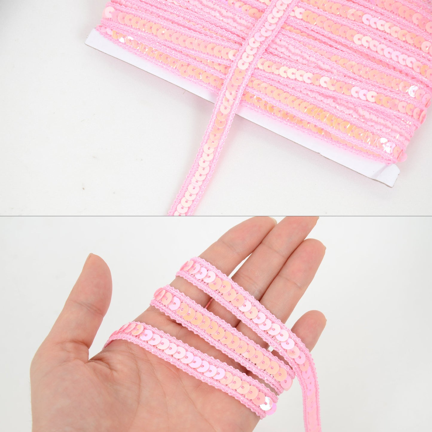 Sequin Trim, 0.5 Inch Flat Glitter Sequin Ribbon, Sparkle Metallic Sequin Strip, Bling Fabric DIY Sewing Embellishment, 27 Yards