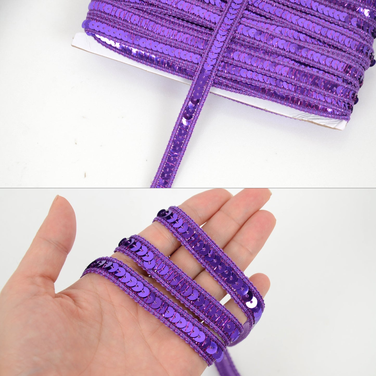 Sequin Trim, 0.5 Inch Flat Glitter Sequin Ribbon, Sparkle Metallic Sequin Strip, Bling Fabric DIY Sewing Embellishment, 27 Yards