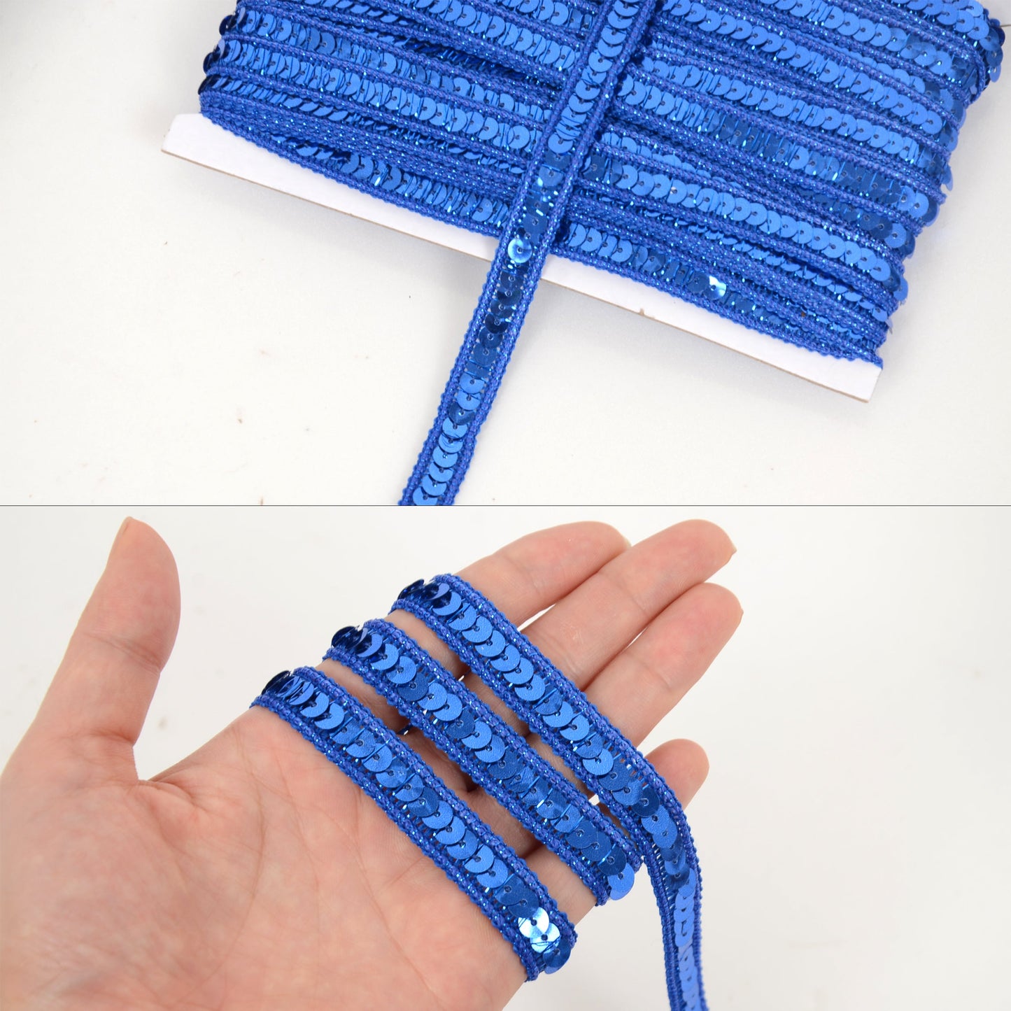 Sequin Trim, 0.5 Inch Flat Glitter Sequin Ribbon, Sparkle Metallic Sequin Strip, Bling Fabric DIY Sewing Embellishment, 27 Yards