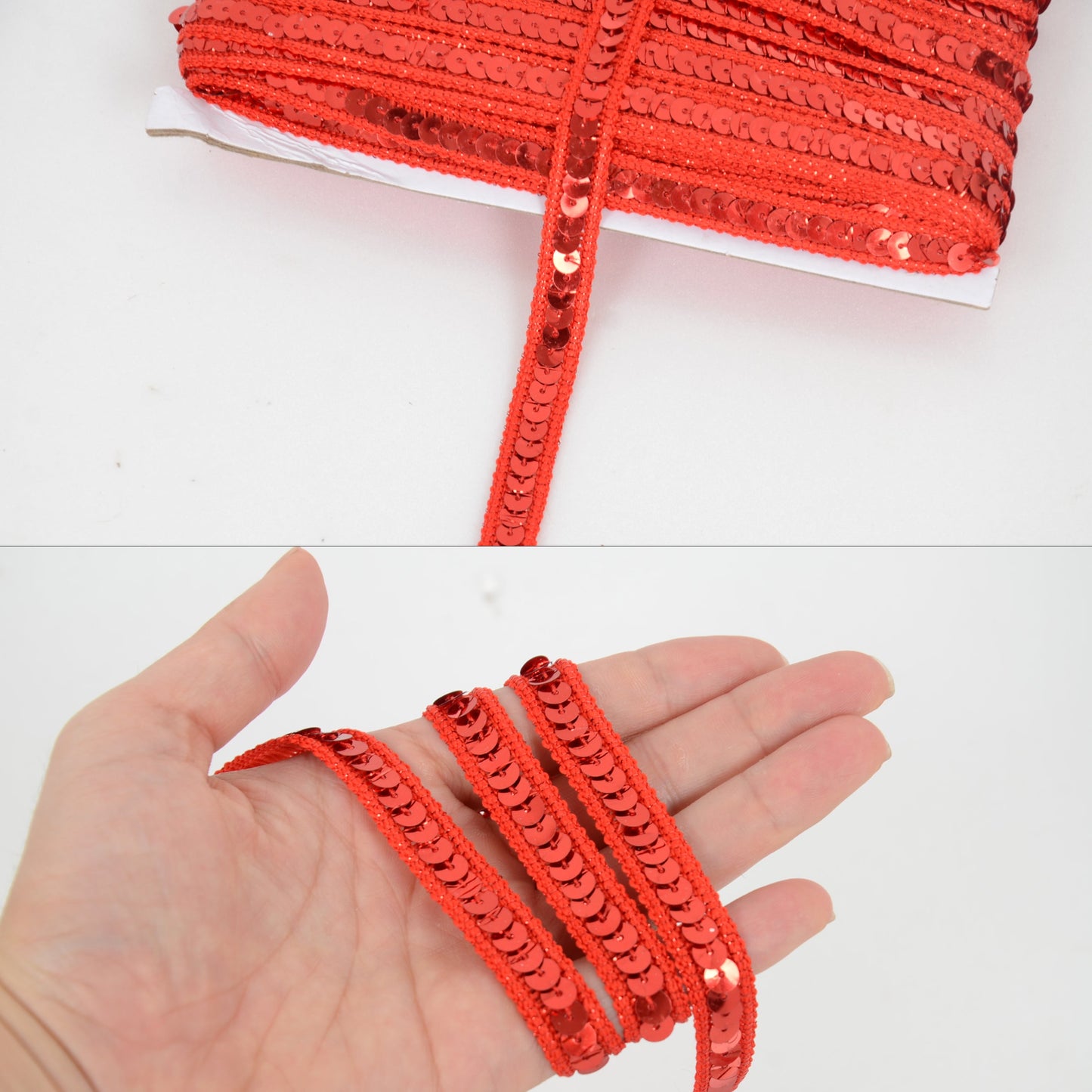 Sequin Trim, 0.5 Inch Flat Glitter Sequin Ribbon, Sparkle Metallic Sequin Strip, Bling Fabric DIY Sewing Embellishment, 27 Yards