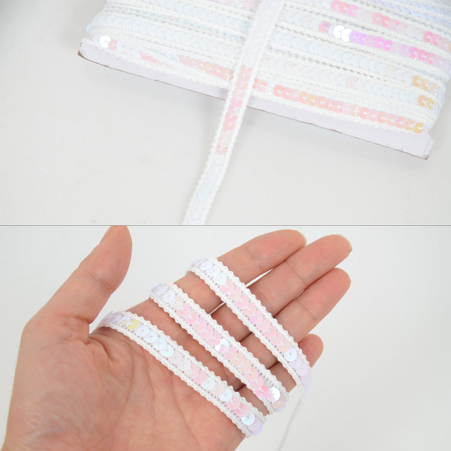 Sequin Trim, 0.5 Inch Flat Glitter Sequin Ribbon, Sparkle Metallic Sequin Strip, Bling Fabric DIY Sewing Embellishment, 27 Yards