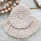 Woven Fiber Coaster with Fringe Detail for Tabletop Protection and Decorative Candle Display