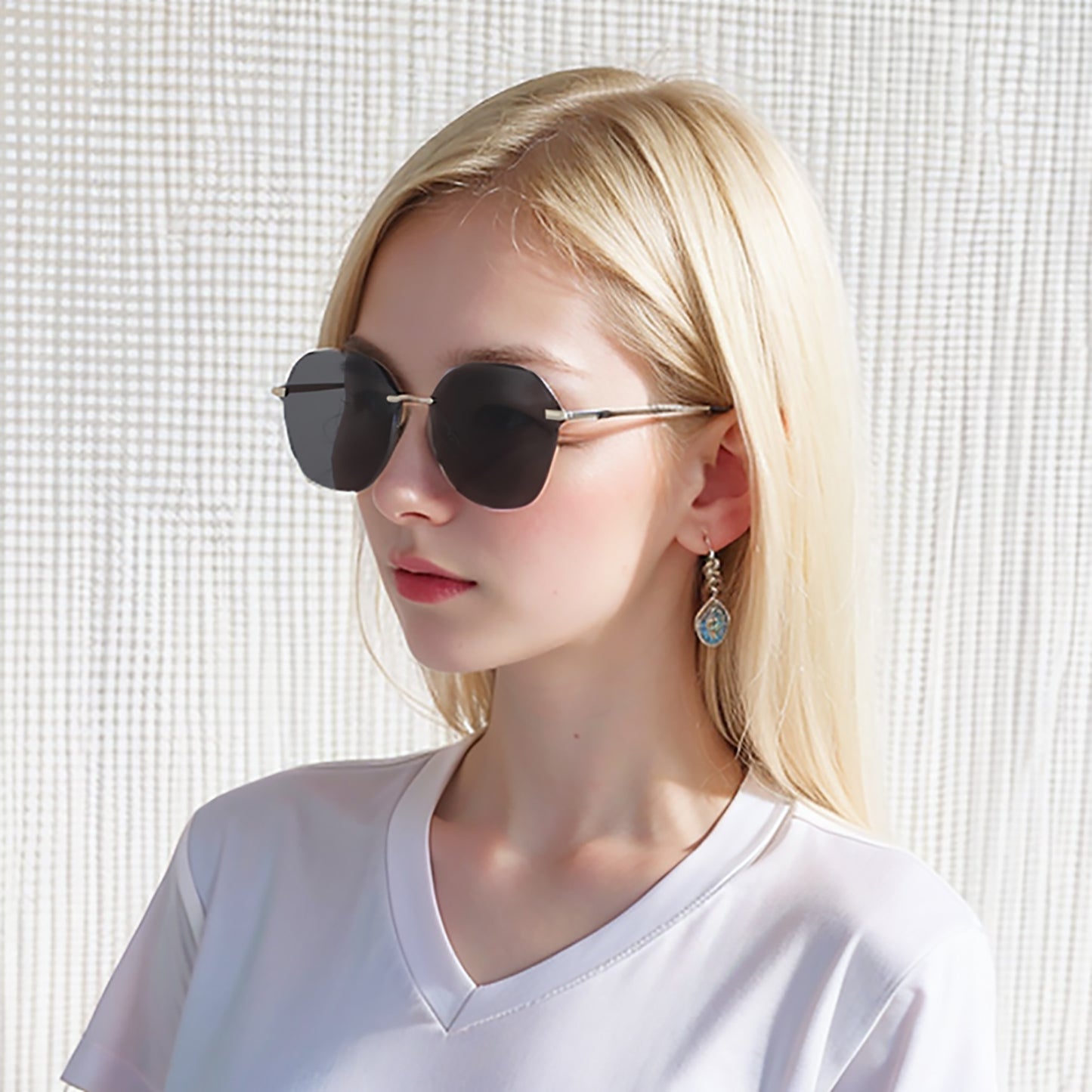 Women's Stylish Hexagonal Rimless Gradient Sunglasses for Fashion