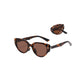 Women's Foldable Cat Eye Sunglasses with Compact Round Storage Case and UV Protection