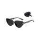 Women's Foldable Cat Eye Sunglasses with Compact Round Storage Case and UV Protection