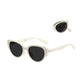 Women's Foldable Cat Eye Sunglasses with Compact Round Storage Case and UV Protection