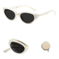 Women's Foldable Cat Eye Sunglasses with Compact Round Storage Case and UV Protection