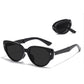 Women's Foldable Tortoiseshell Cat Eye Sunglasses with UV Protection and Compact Storage Case