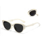 Women's Foldable Tortoiseshell Cat Eye Sunglasses with UV Protection and Compact Storage Case