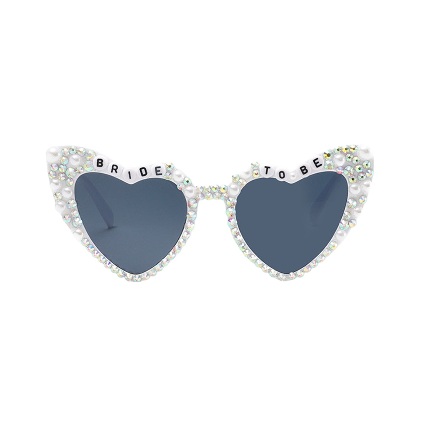 Women's Heart-Shaped Bride to Be Sunglasses with Rhinestone and Pearl Embellishments for Bachelorette Party