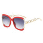 Women's Oversized Square Sunglasses with Cutout Chain Link Arms and Glamorous Metal Trim Detailing