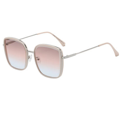 Women's Minimalist Square Frame Sunglasses with Slim Metal Arms and Flat Top Bridge Design for Everyday Wear