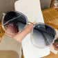 Women's Fashion Round Gradient Lens Sunglasses with Metal Arms and Transparent Frame Design for Modern Everyday Style
