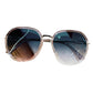 Women's Fashion Round Gradient Lens Sunglasses with Metal Arms and Transparent Frame Design for Modern Everyday Style