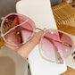 Women's Fashion Round Gradient Lens Sunglasses with Metal Arms and Transparent Frame Design for Modern Everyday Style