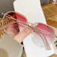 Women's Fashion Round Gradient Lens Sunglasses with Metal Arms and Transparent Frame Design for Modern Everyday Style