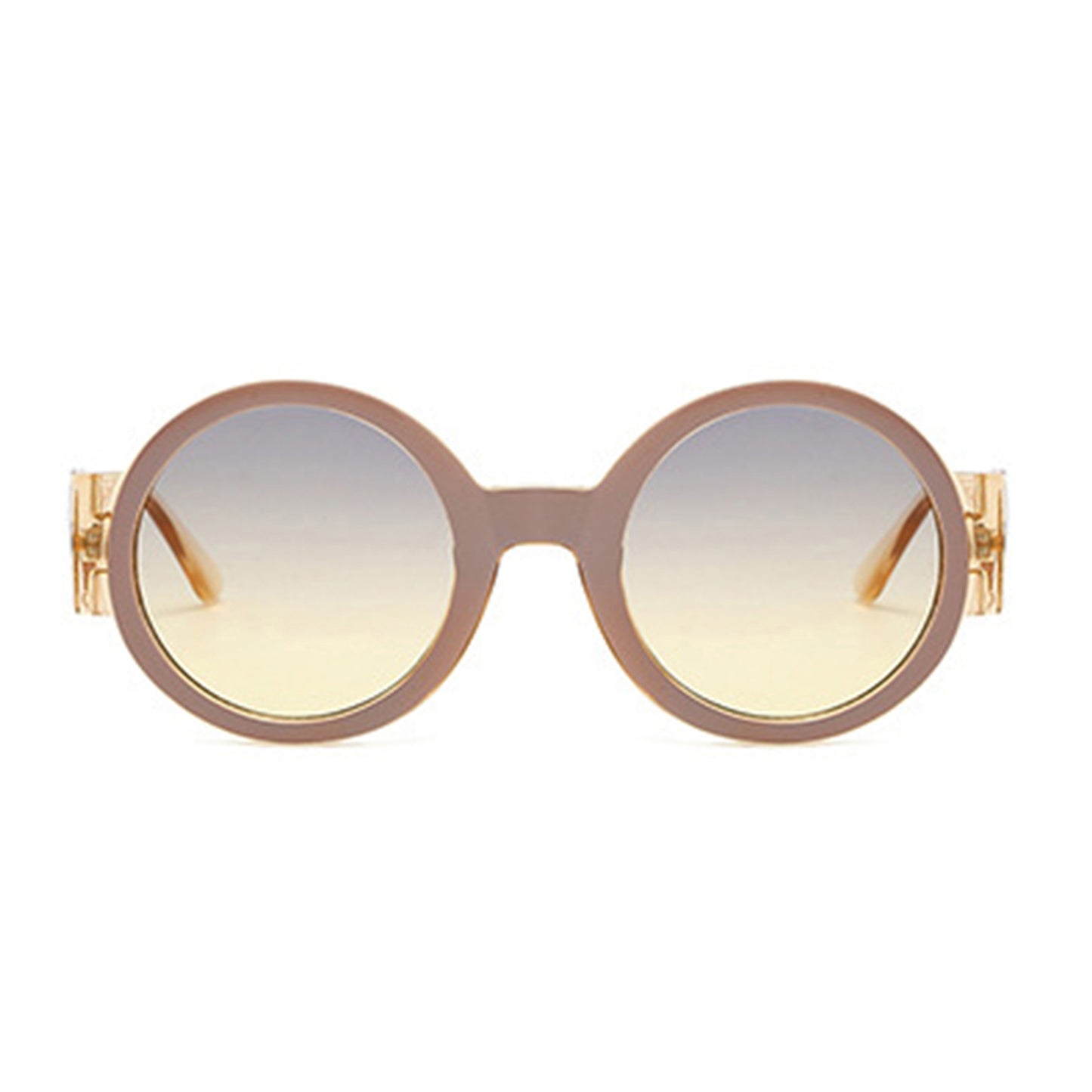 Round Frame Sunglasses with Gold Temple Hardware and UV400 Lenses for Retro Modern Style