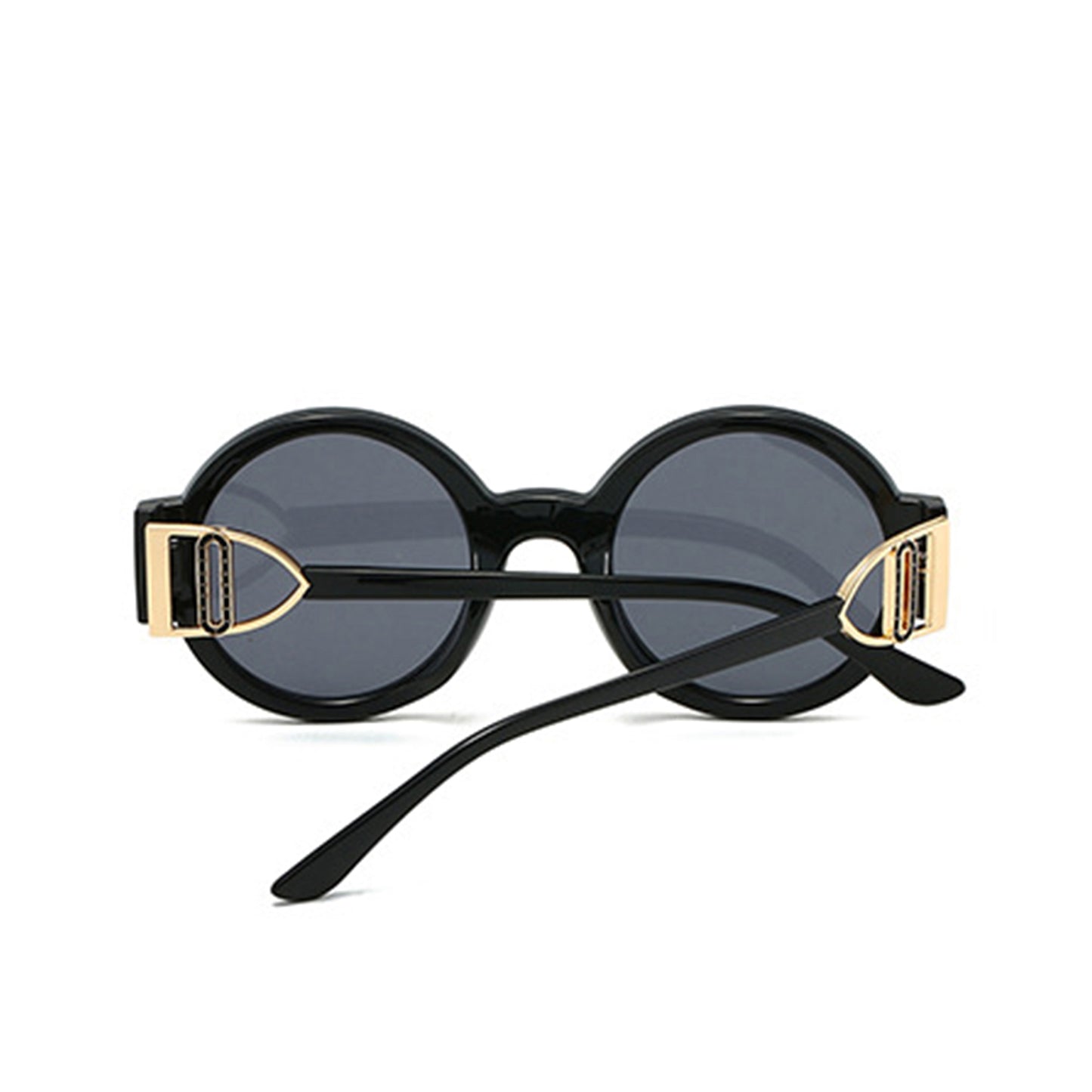 Round Frame Sunglasses with Gold Temple Hardware and UV400 Lenses for Retro Modern Style