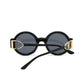 Round Frame Sunglasses with Gold Temple Hardware and UV400 Lenses for Retro Modern Style
