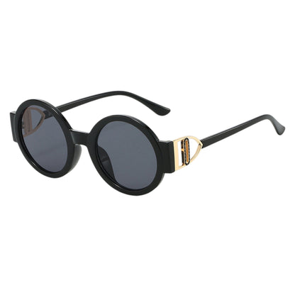 Round Frame Sunglasses with Gold Temple Hardware and UV400 Lenses for Retro Modern Style