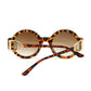 Round Frame Sunglasses with Gold Temple Hardware and UV400 Lenses for Retro Modern Style