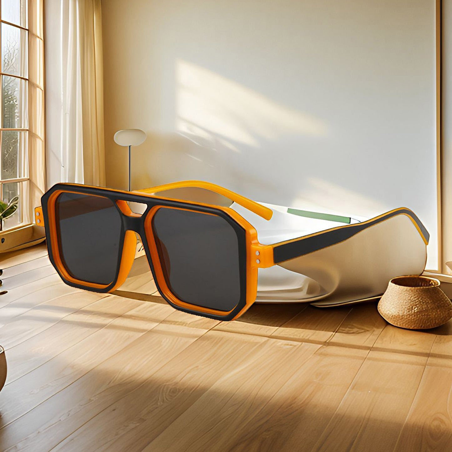 Unisex Oversized Angular Shield Sunglasses with Gradient Lenses and Bold Frame Design for Modern Street Style