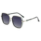 Oversized Square Sunglasses with Dual Layer Frame and Gold Temple Accent UV400 Dark Lenses