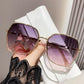 Oversized Square Sunglasses with Dual Layer Frame and Gold Temple Accent UV400 Dark Lenses