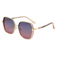 Oversized Square Sunglasses with Dual Layer Frame and Gold Temple Accent UV400 Dark Lenses