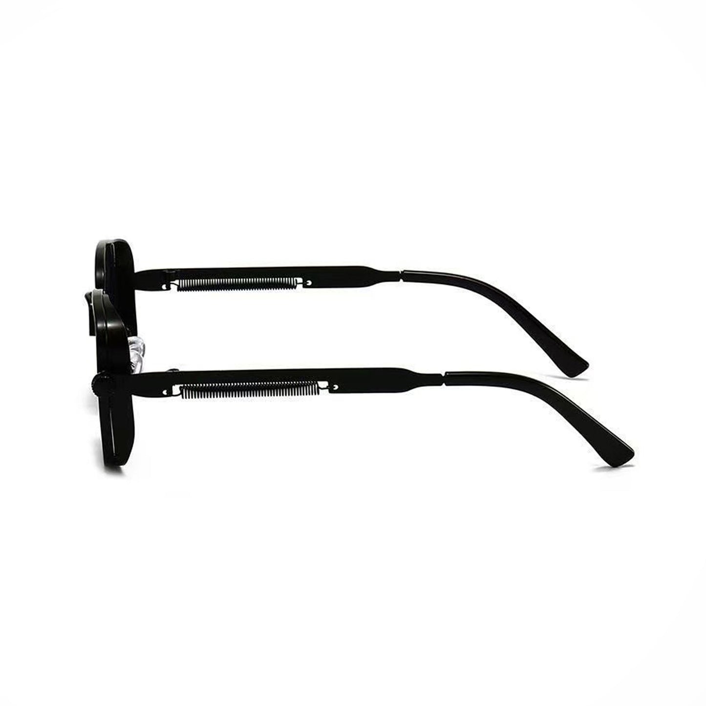 Unisex Geometric Square Sunglasses with Metal Frame and Industrial Side Bar Detailing