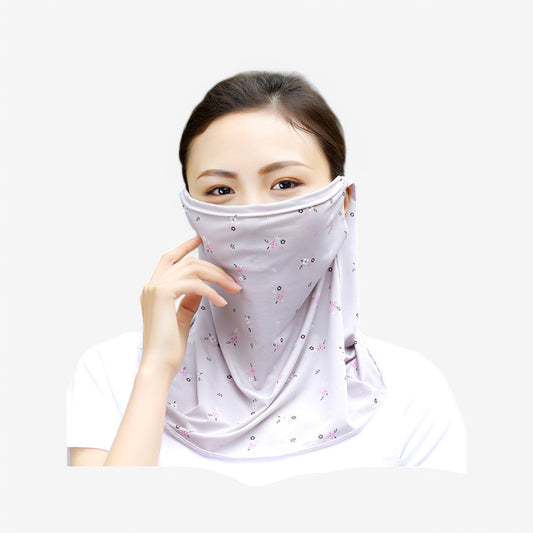 Women's Lightweight Face Cover Scarf with Floral Print