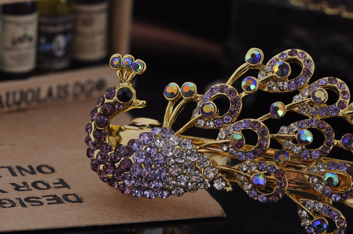 Sapphire Blue Colored Peacock Bird Hair Clip