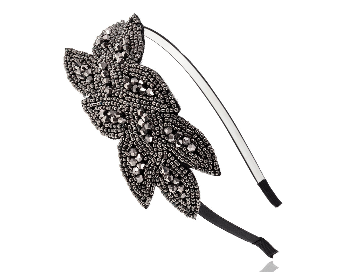 1920S Black Beaded Leaf Flapper Headband