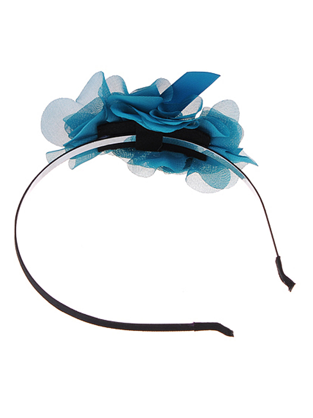 Sea Sky Blue Ribbon Gift Mesh Nest Big Topaz Bead Hair Headband