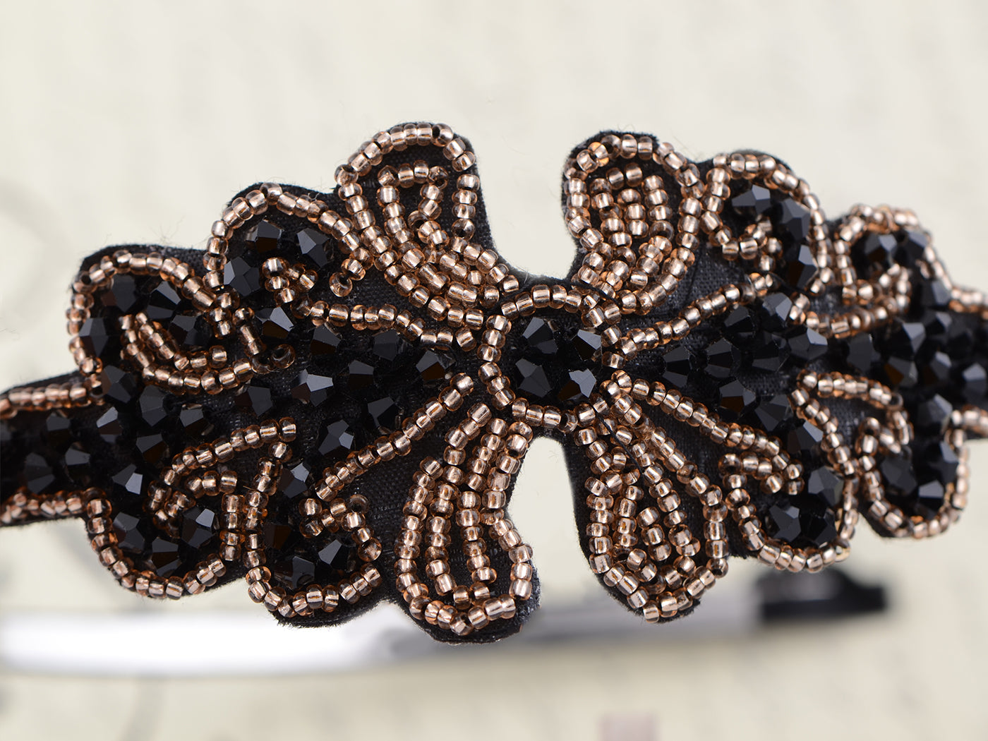 Masquerade Black Brown Beaded Formal Gown Hair Headband