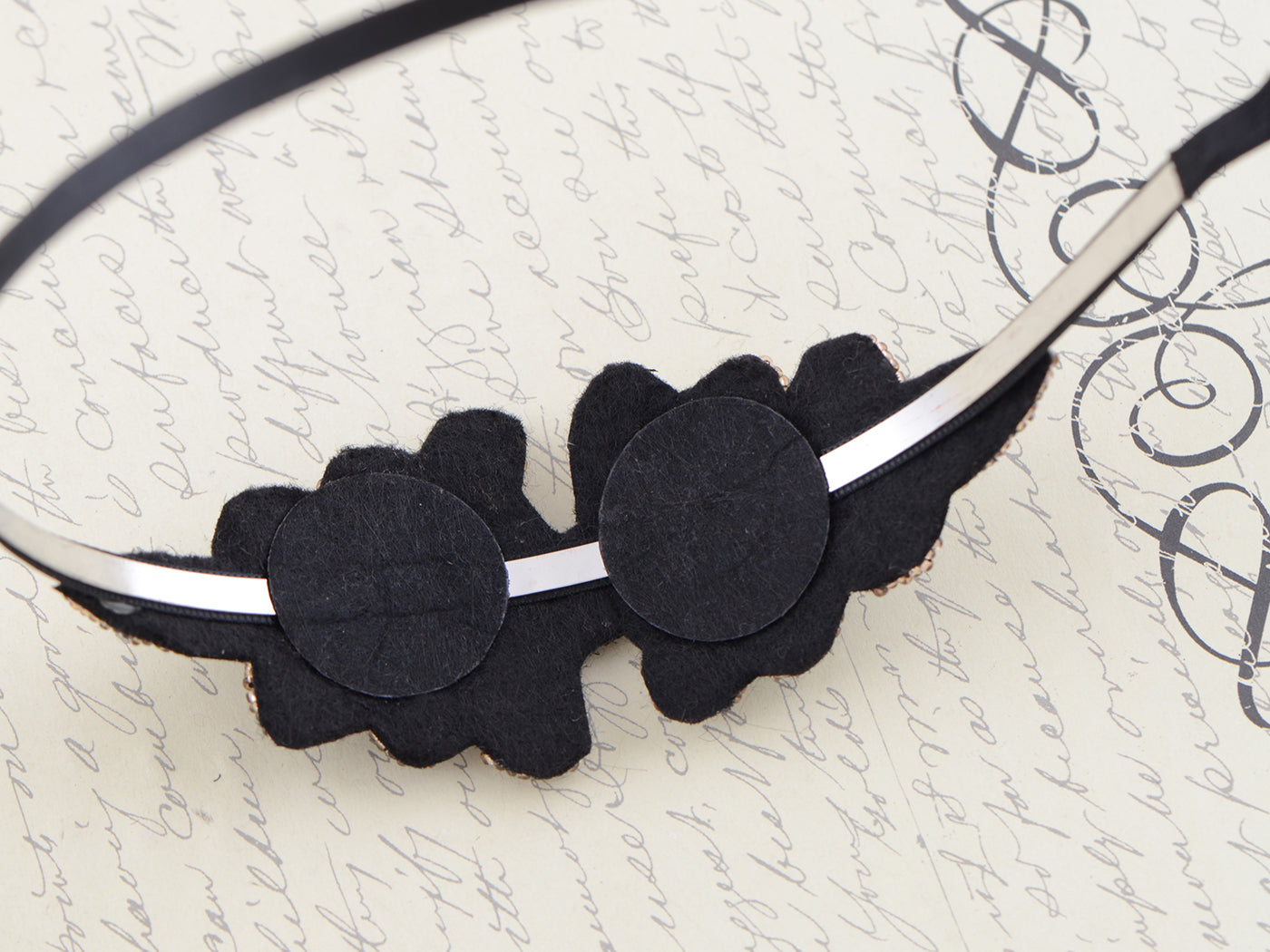 Masquerade Black Brown Beaded Formal Gown Hair Headband