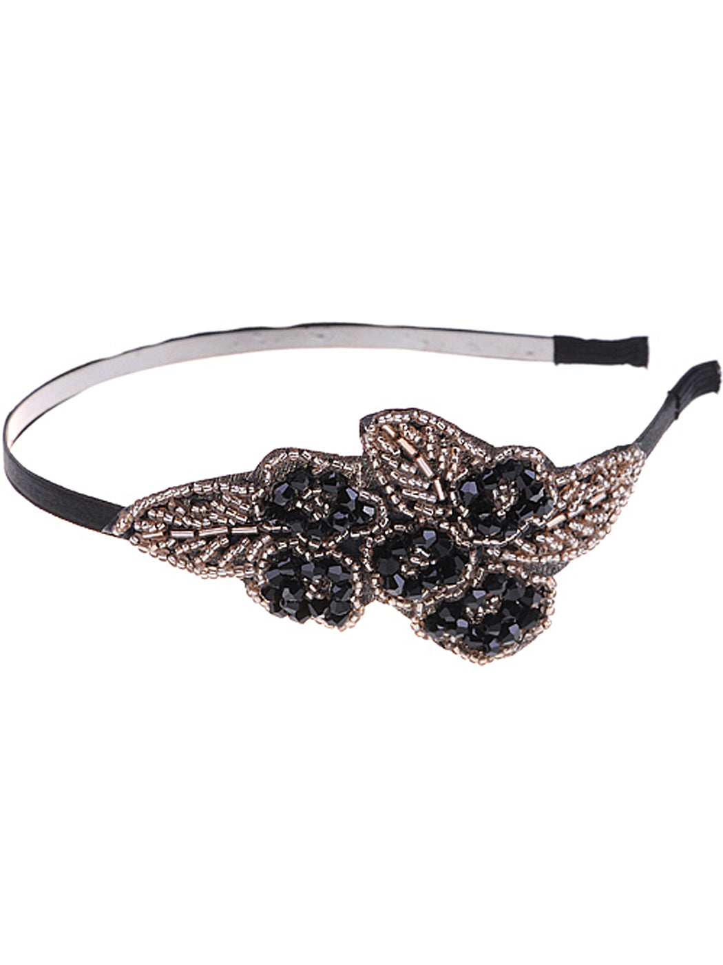 Masquerade Black Brown Beaded Formal Gown Hair Headband