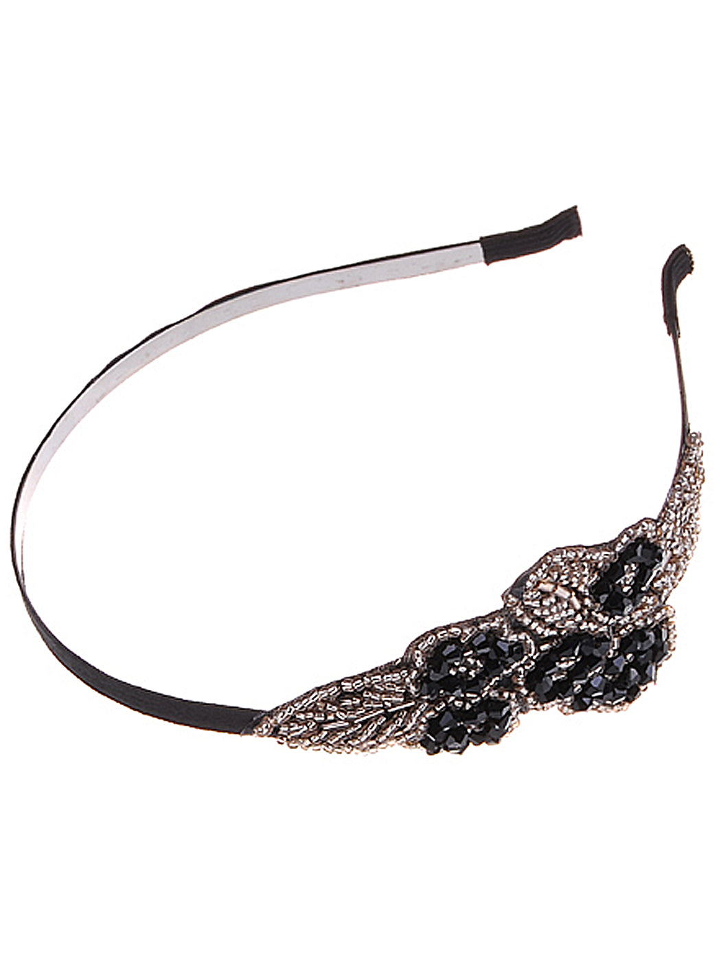 Masquerade Black Brown Beaded Formal Gown Hair Headband