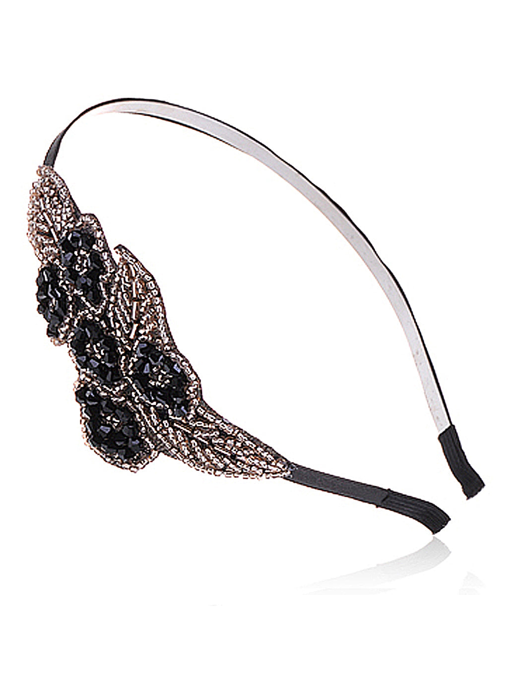 Masquerade Black Brown Beaded Formal Gown Hair Headband