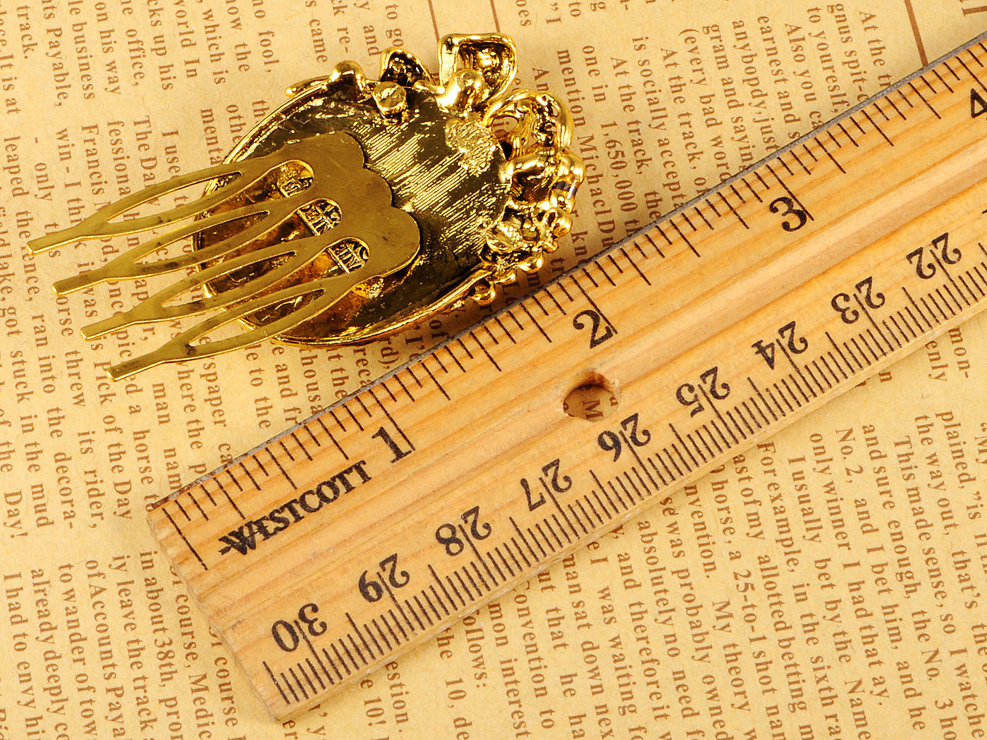 Gold Sculpted Lady Embellished Intricately Carved Single Hair Pin