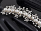 Silver Floral Stamen Simulated Pearl Bridal Hair Comb